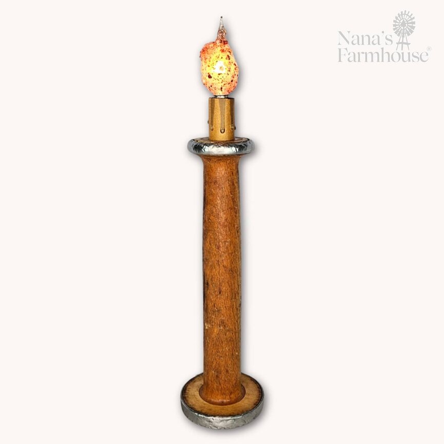 Vintage Bobbin Spool Light with Metal Trim - 11.5" x 3.25"