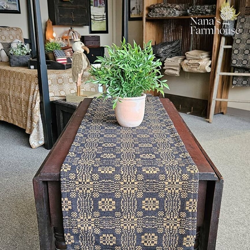 Gettysburg Black over Mustard Long Runner - 14" x 56"