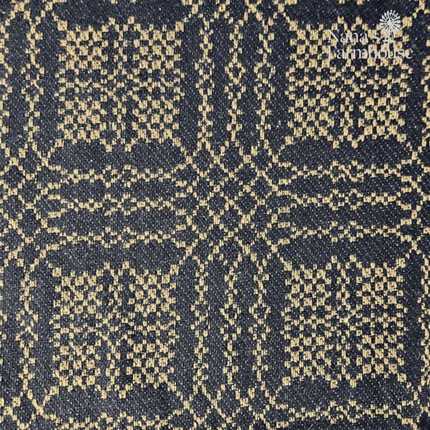 Pine Creek Nantucket Black over Mustard Table Square - 52"