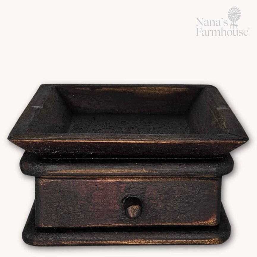 Square Wooden Distressed Candle Tray