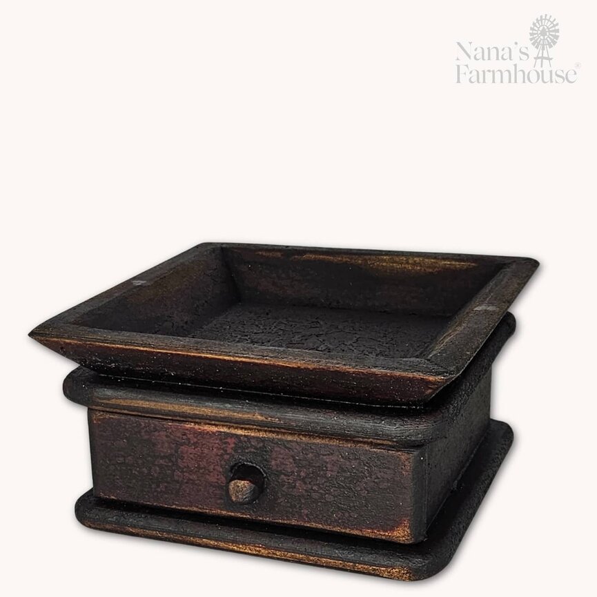 Square Wooden Distressed Candle Tray