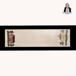 Primitive Salt Box Houses Table Runner Floor Cloth - 36" x 12"