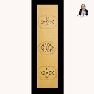 Bump Tavern Field Tan with Black Border Table Runner Floor Cloth - 36" x 12"