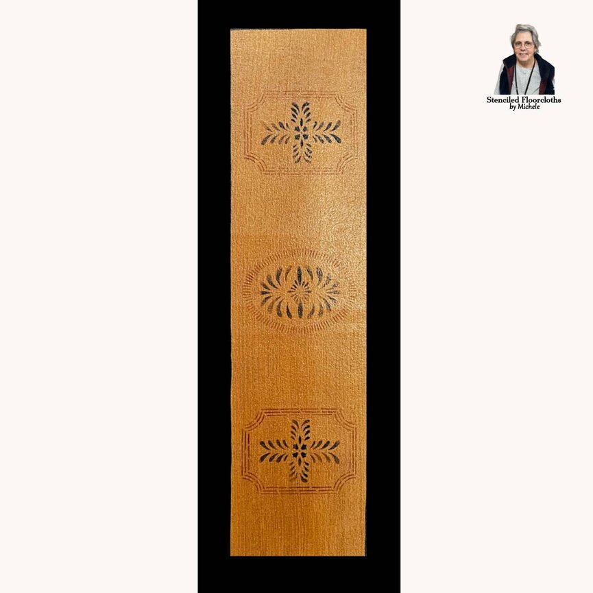 Bump Tavern Field Orange with Black Border Table Runner Floor Cloth - 36" x 12"