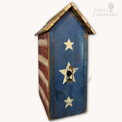 Liberty Log Cabin Bird House 4 Hole - 13" W x 7.25" D x 19" T