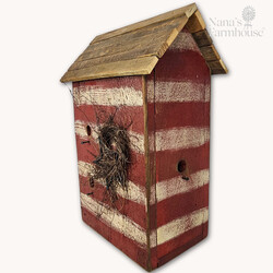 Liberty Log Cabin Bird House 4 Hole - 13" W x 7.25" D x 19" T