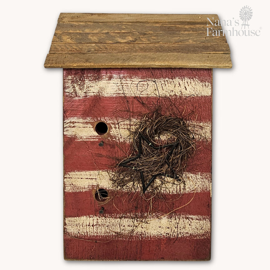 Liberty Log Cabin Bird House 4 Hole - 13" W x 7.25" D x 19" T