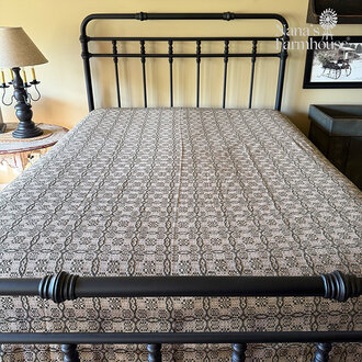 Saratoga Bed Cover Green over Linen - Various Sizes