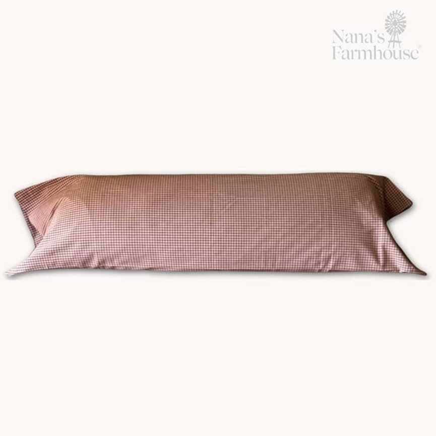 Bolster Handmade Homespun Small Red Check - 60" x 20"