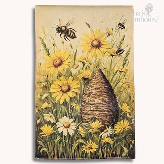 Bee Skep & Daisies Double Sided Garden Flag