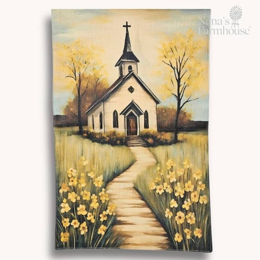 Springtime Church Double Sided Garden Flag - 17.25" x 12.5"