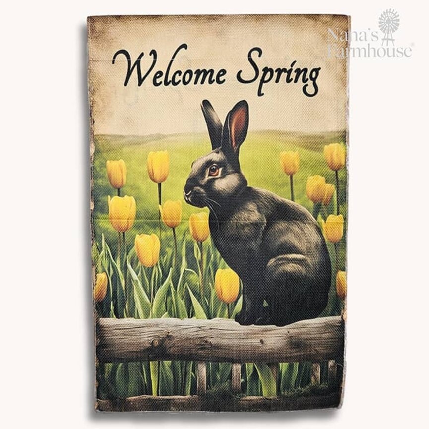 Welcome Spring Bunny Double Sided Garden Flag - 17.25" x 12.5"