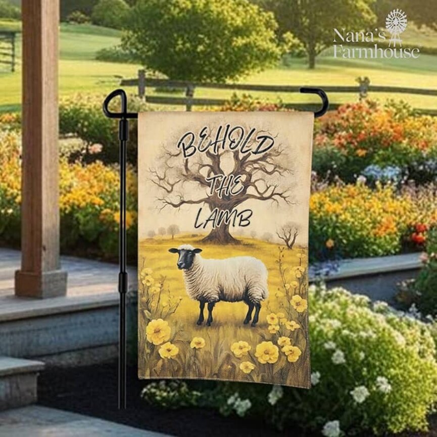 Behold The Lamb Double Sided Garden Flag - 17.25" x 12.5"