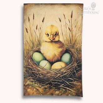 Primitive Chick In Nest Garden Flag
