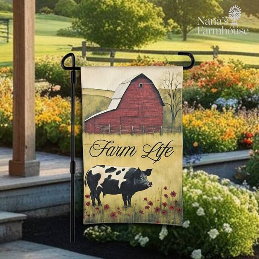Farm Life Pig Garden Flag - 17.25" x 12.5"
