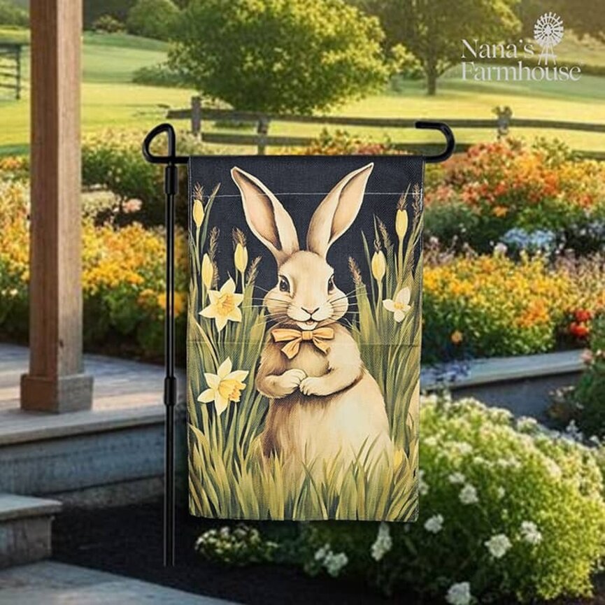 Rascal Rabbit Double Sided Garden Flag - 17.25" x 12.5"