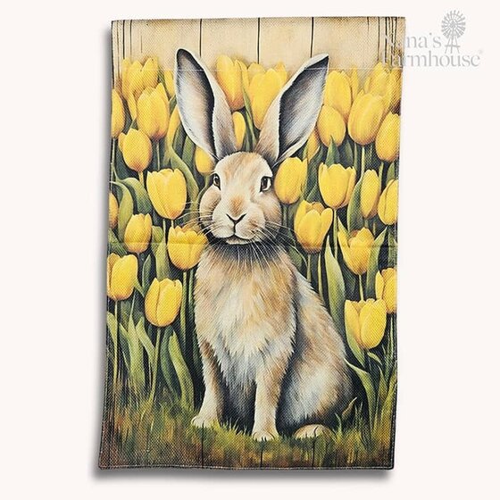Yellow Tulip Bunny Garden Flag