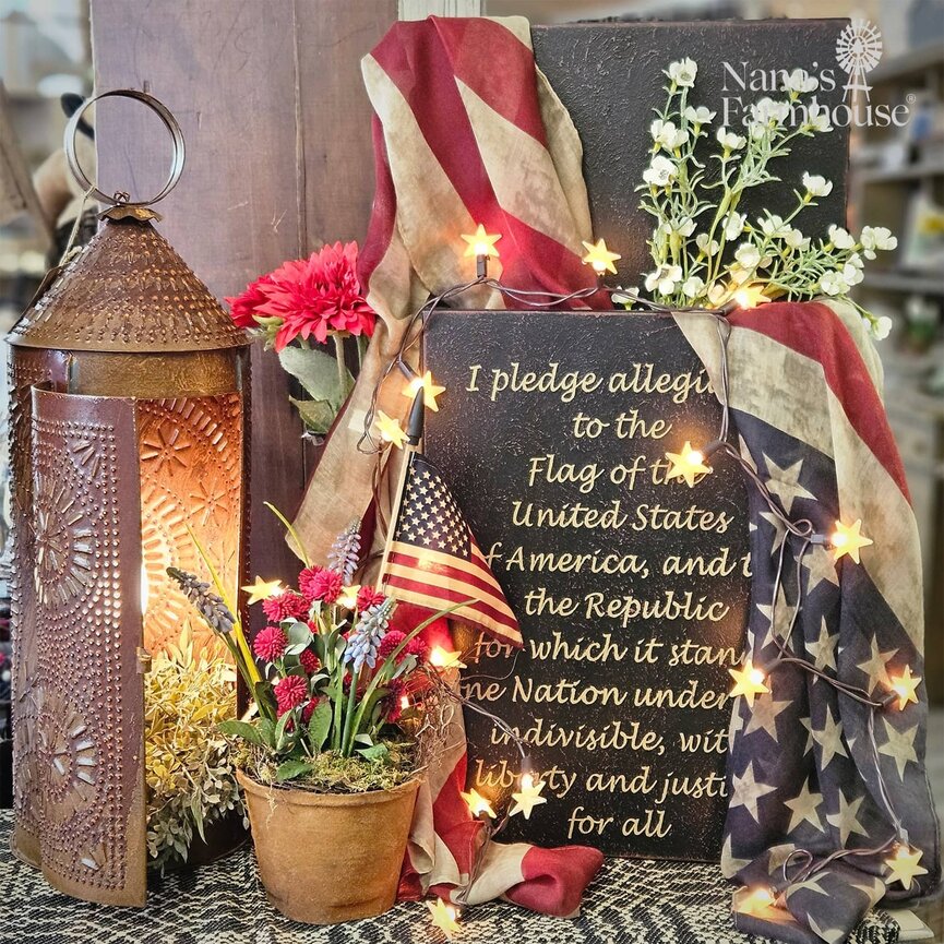 I Pledge Allegience Wall Box Black over Red - 24" x 12" x 3"