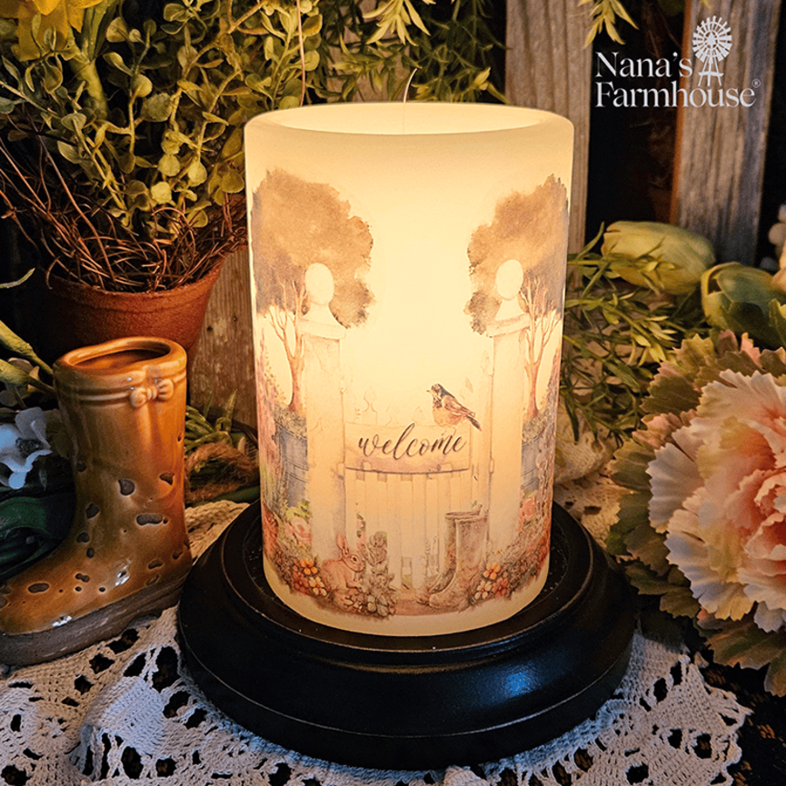 Garden Gate Summer Flowers Candle Sleeve - Vanilla