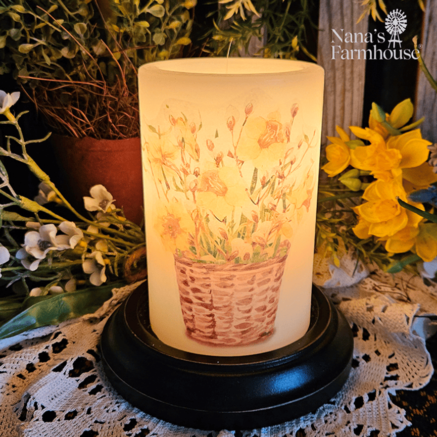 Spring Daffodil Blooms Candle Sleeve - Vanilla