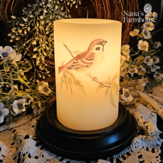 Tree Sparrow Candle Sleeve Vanilla