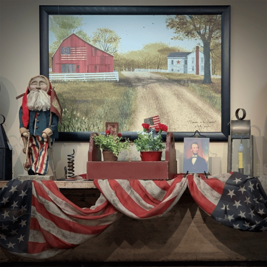 Primitive USA Flag Scarf - 72" x 34"