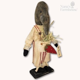 Clovis Girl Crow Doll in Apron with Strawberry