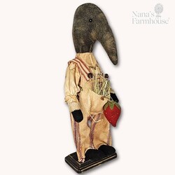 Wendall Boy Crow Doll Red Grain Sack Overalls with Strawberry - 16.5"