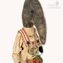 Wendall Boy Crow Doll Red Grain Sack Overalls with Strawberry - 16.5"