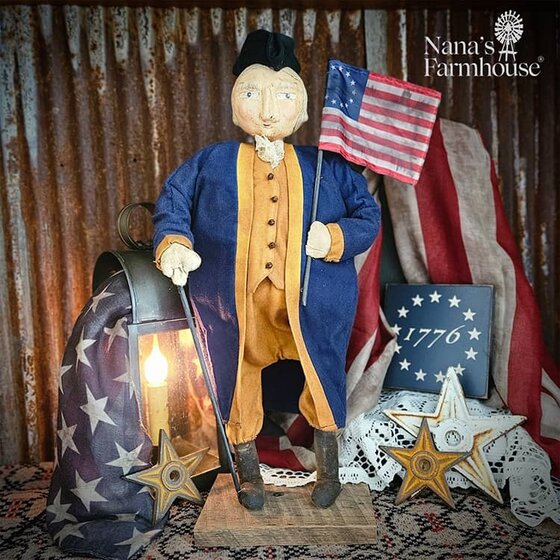 George Washington Doll with Betsy Ross Flag