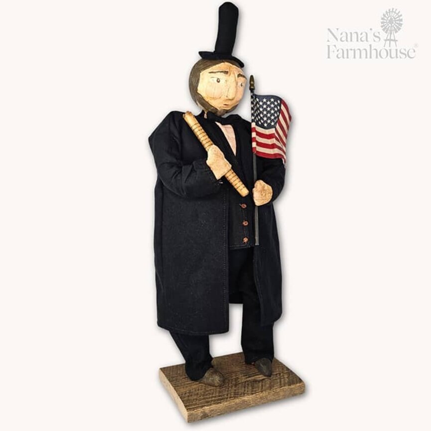 Abe Lincoln Holding Rolled Scroll & American Flag - 21"