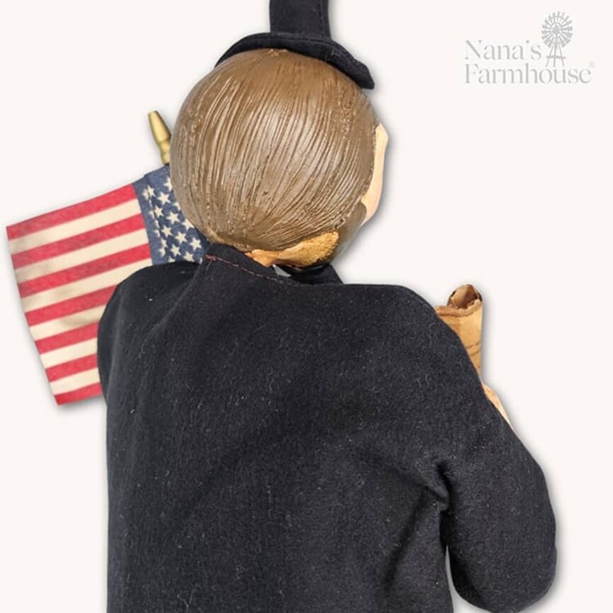 Abe Lincoln Holding Rolled Scroll & American Flag - 21"