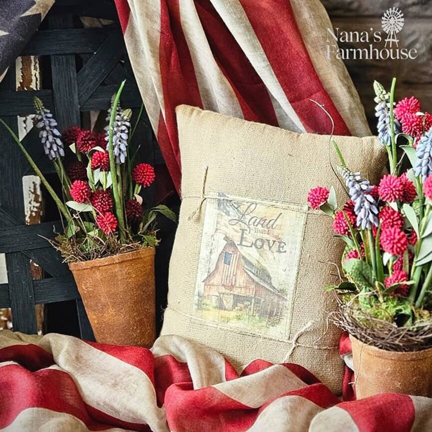 Burlap Picture Pillow Land That I Love - 10.5" x 7.5"