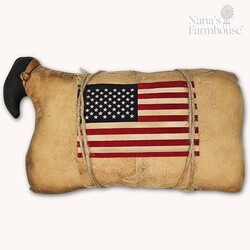 Sheep with American Flag Pillow - 14" x 7"