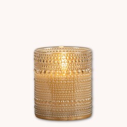 Champagne Dotted Glass 3D Flame Candle - 4" x 3.5"