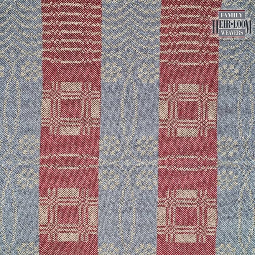 Twill Table Square Whig Rose Denim Blue & Burgundy Stripe - 50" x 50"