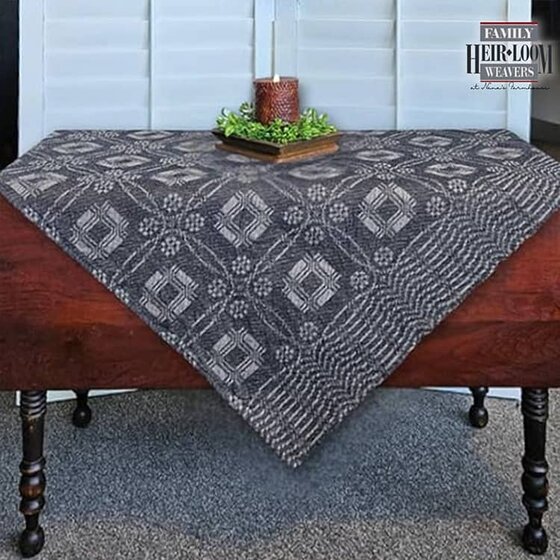 Whig Rose Black Twill Table Square - Large