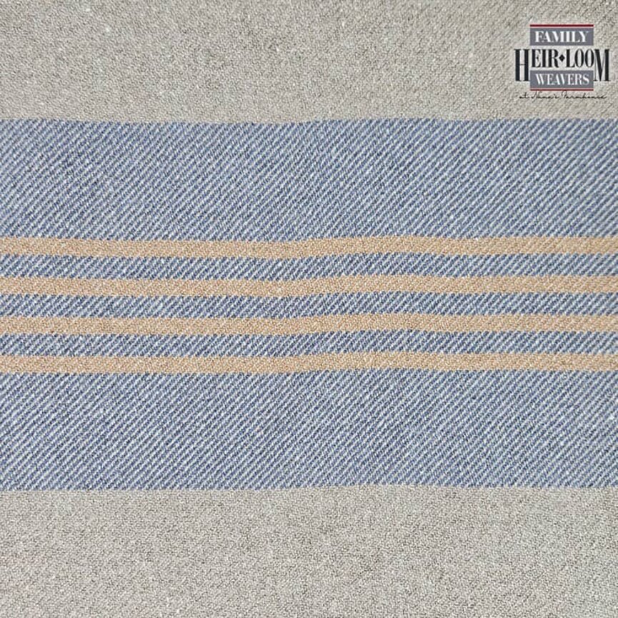 Twill Blanket Throw Sheep's Gray with Carmel & Wide Stripe Denim Blue - 50" x 75"