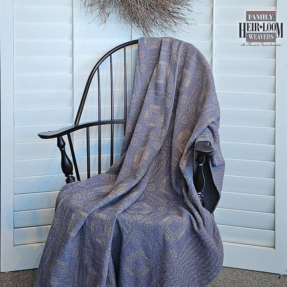 Whig Rose Denim Blue Twill Blanket Throw