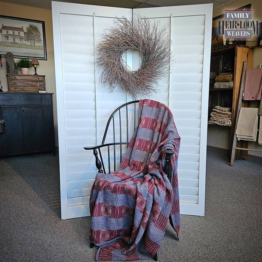 Twill Blanket Throw Whig Rose Denim Blue Burgundy Stripe - 50" x 75"