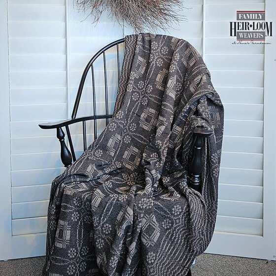 Whig Rose Black Linen Twill Blanket Throw