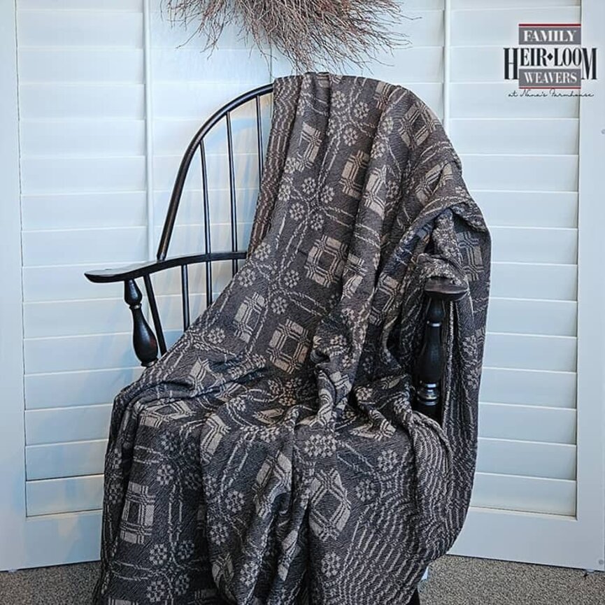 Twill Blanket Throw Whig Rose Black Linen - 50"  x 75"