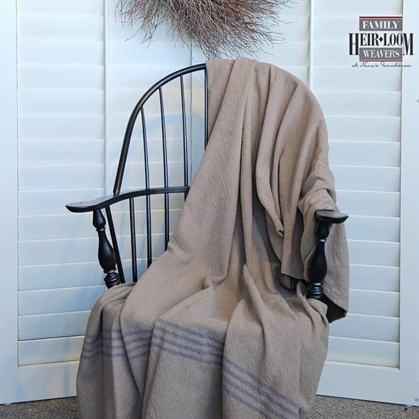 Twill Blanket Throw Sheeps Gray & Thin Denim Blue Stripe - 50" x 75"