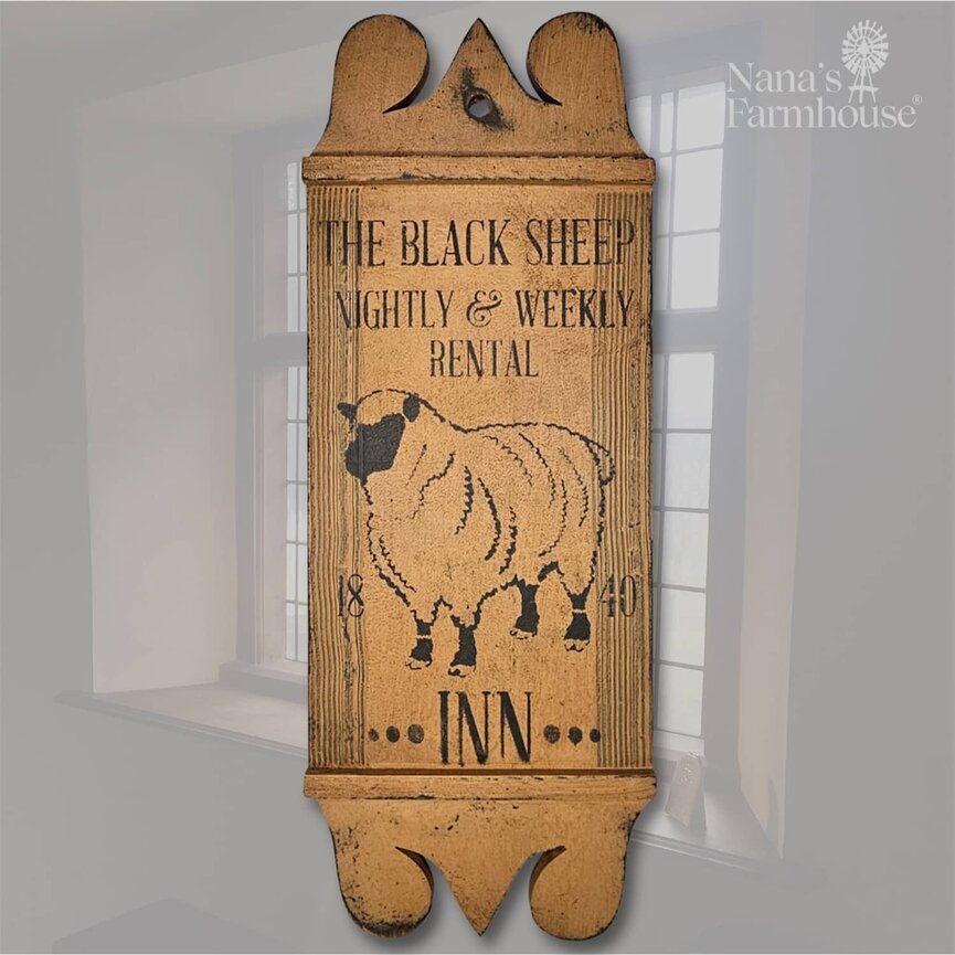 The Black Sheep Inn Tavern Sign Mustard - 31" x 12"