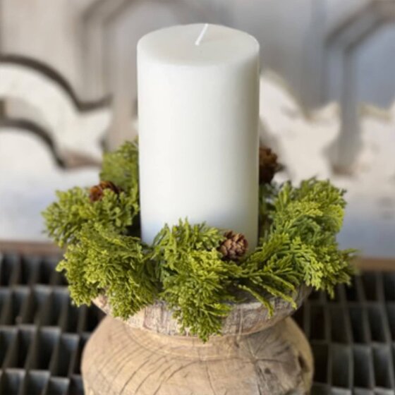 Leyland Cypress Candle Ring - 8"