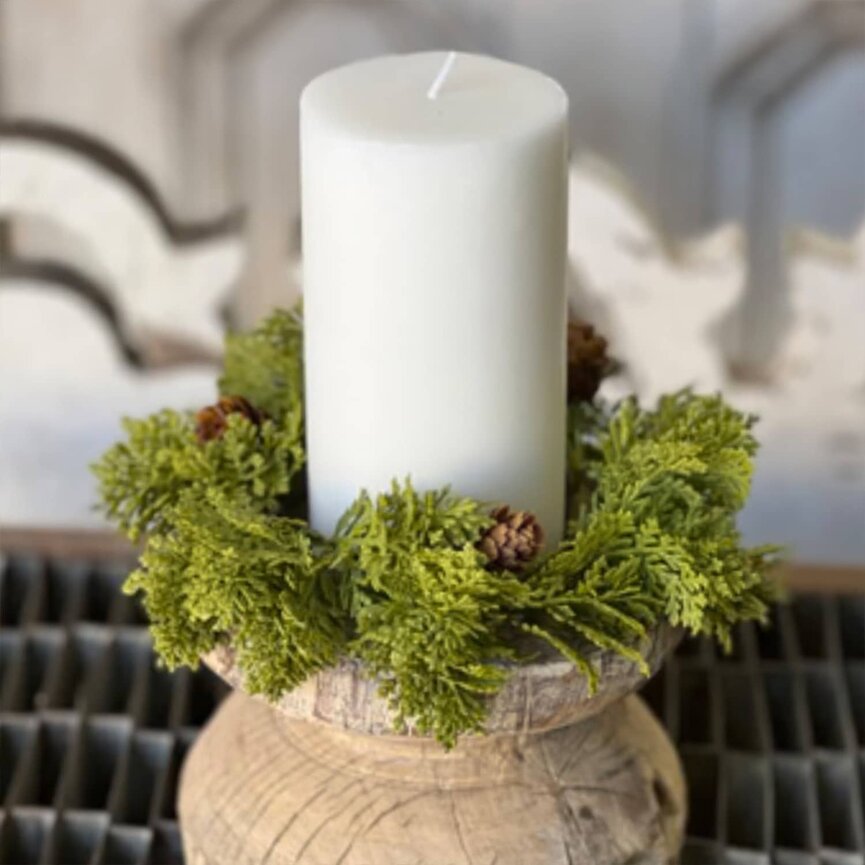 Leyland Cypress Candle Ring - 8" x 3.25"
