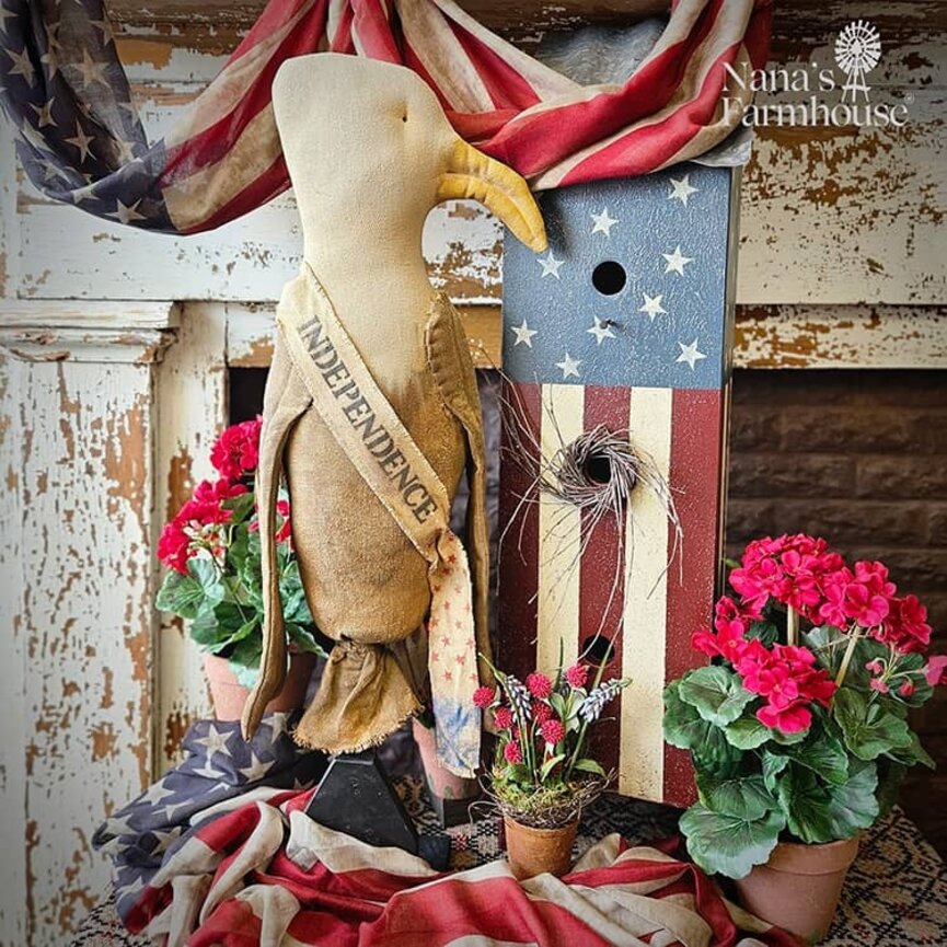 Independence Eagle, Stained Burlap On Base  - 36" T