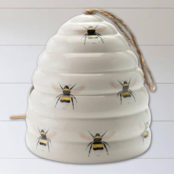 Beehive Birdhouse White Ceramic