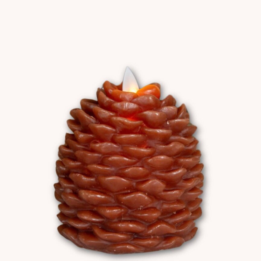 Moving Flame Bronze Pinecone Timer Candle - 4.25" x 3.5"
