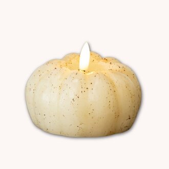 Cream 3D Flame Pumpkin Timer Candle - 3"